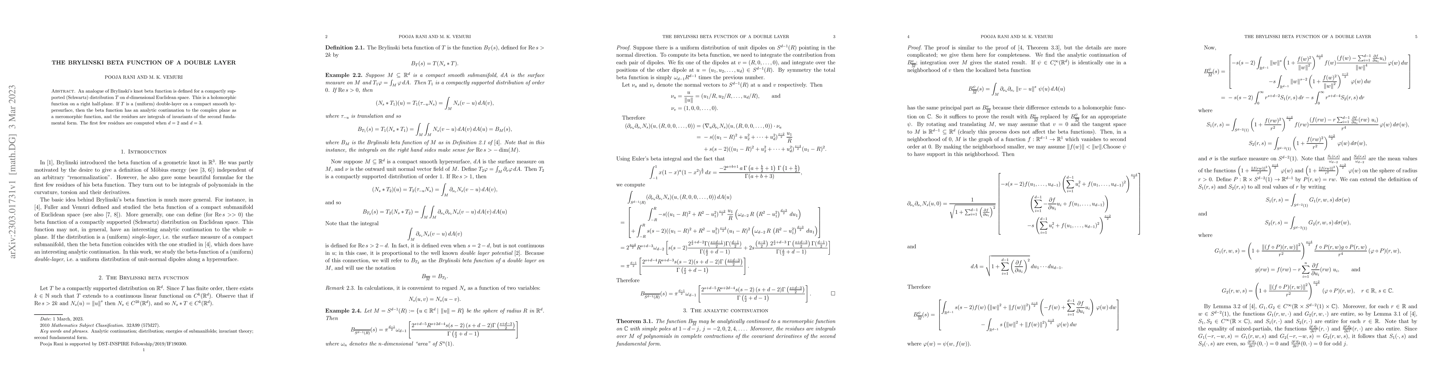 Thumbnail for The Brylinski beta function of a double layer
