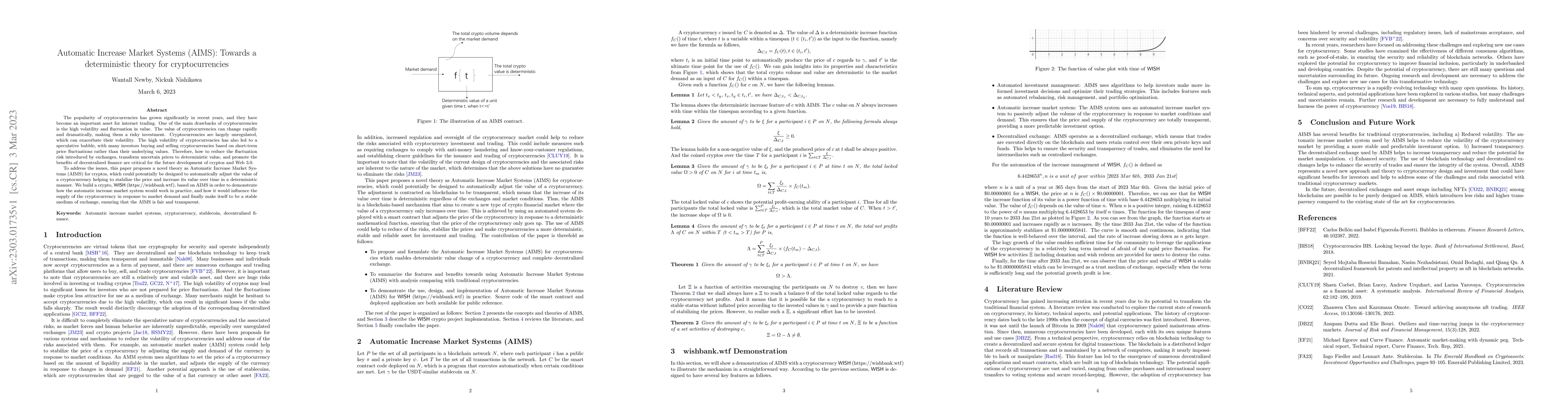 Thumbnail for Automatic Increase Market Systems (AIMS): Towards a deterministic theory
  for cryptocurrencies