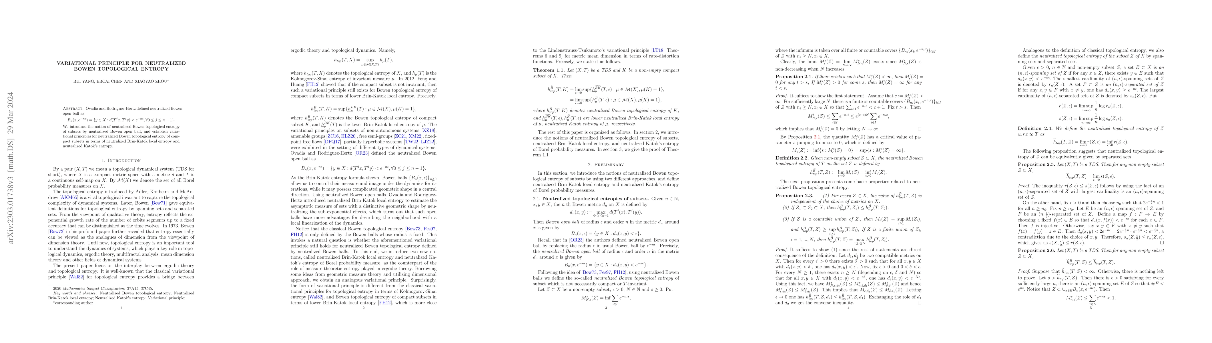 Thumbnail for Variational principle for neutralized Bowen topological entropy