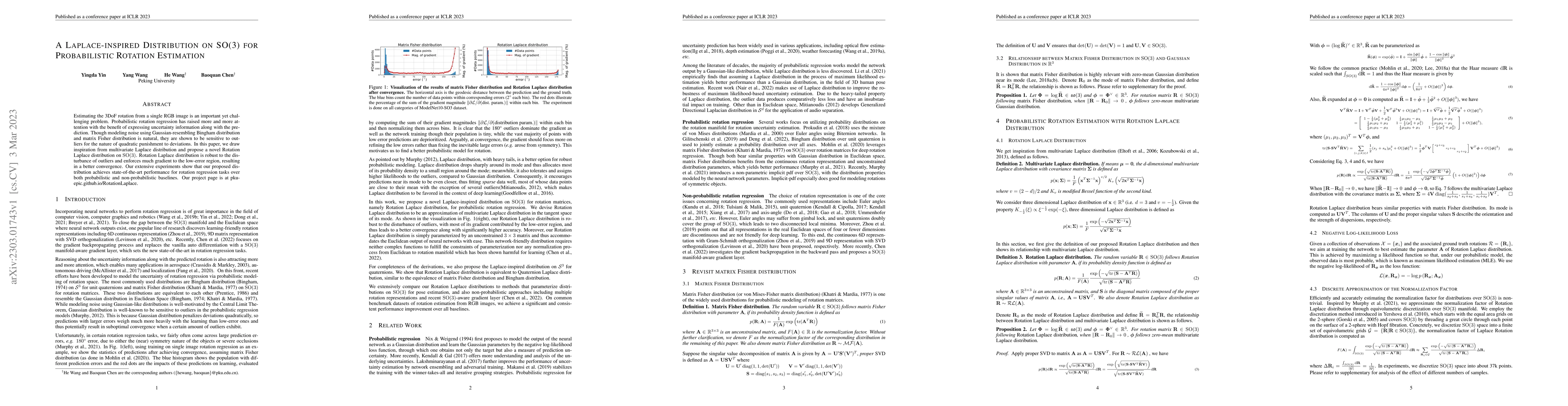 Thumbnail for A Laplace-inspired Distribution on SO(3) for Probabilistic Rotation
  Estimation
