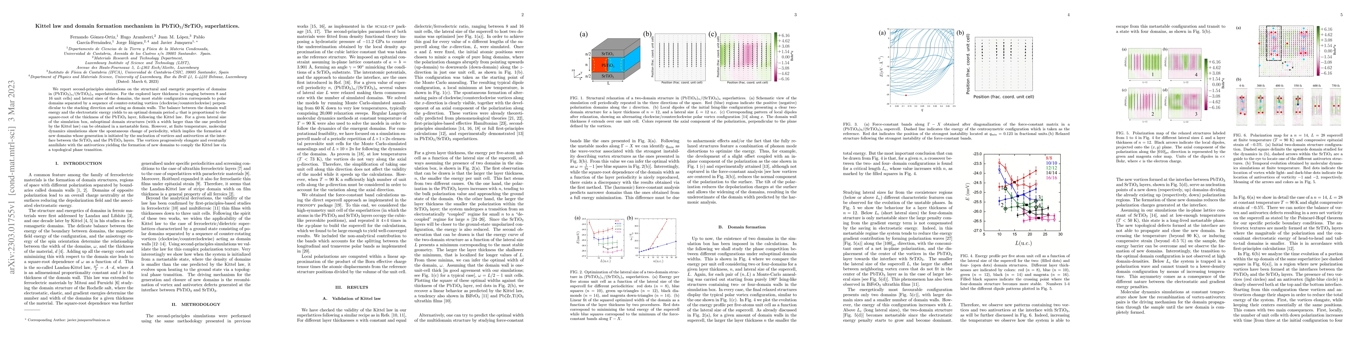 Thumbnail for Kittel law and domain formation mechanism in PbTiO$_3$/SrTiO$_3$
  superlattices