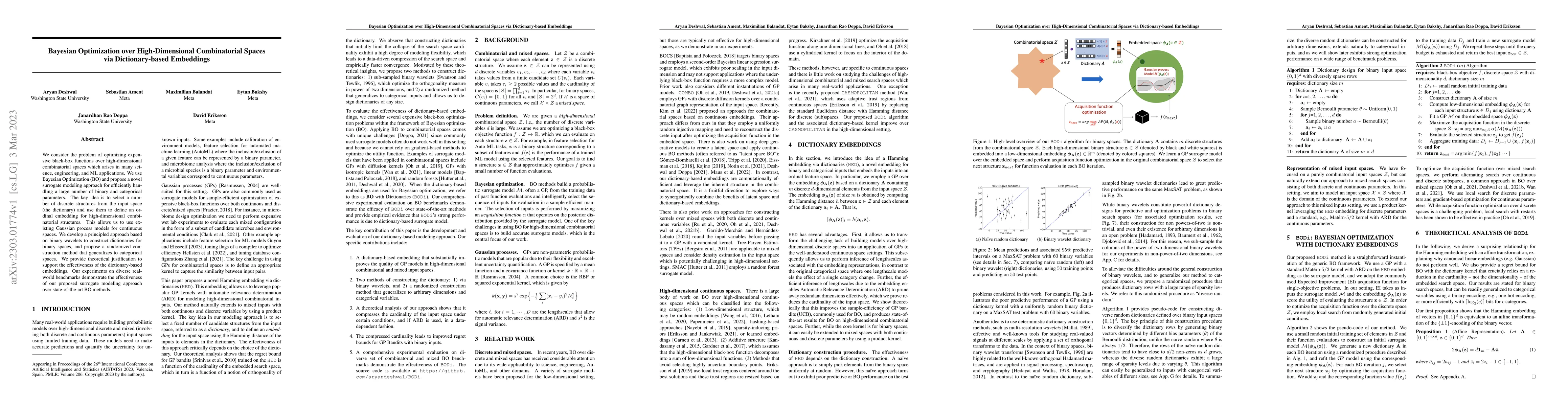 Thumbnail for Bayesian Optimization over High-Dimensional Combinatorial Spaces via
  Dictionary-based Embeddings