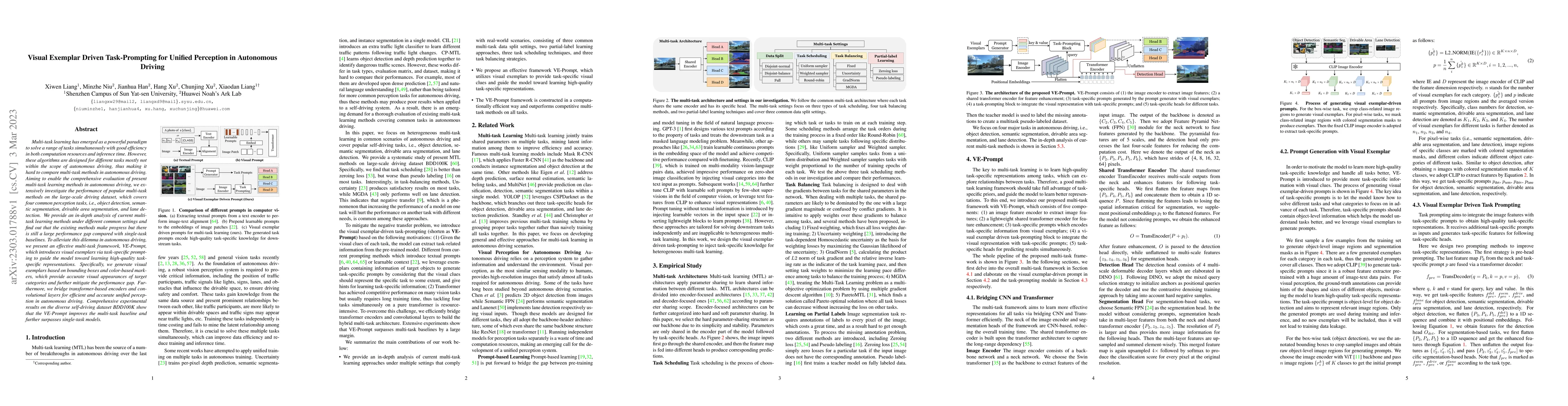 Thumbnail for Visual Exemplar Driven Task-Prompting for Unified Perception in
  Autonomous Driving