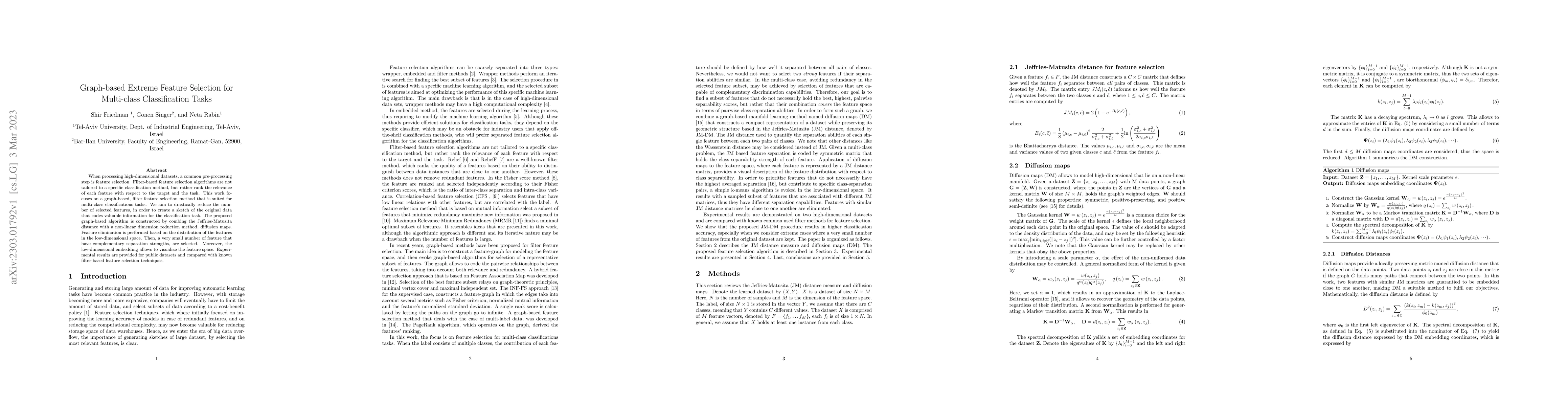 Thumbnail for Graph-based Extreme Feature Selection for Multi-class Classification
  Tasks