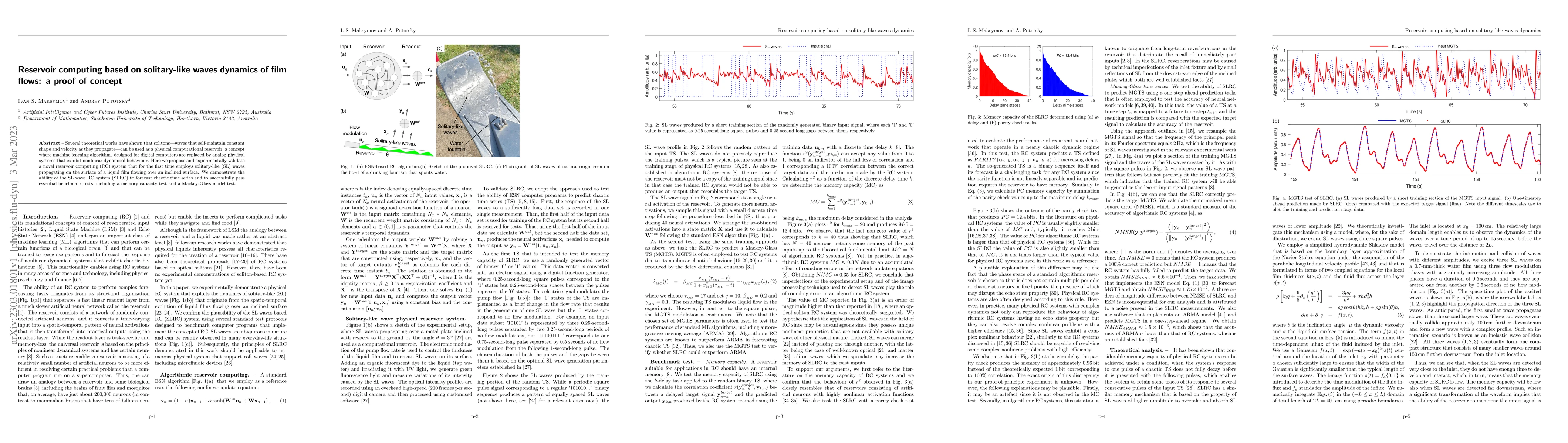 Thumbnail for Reservoir computing based on solitary-like waves dynamics of film flows:
  a proof of concept