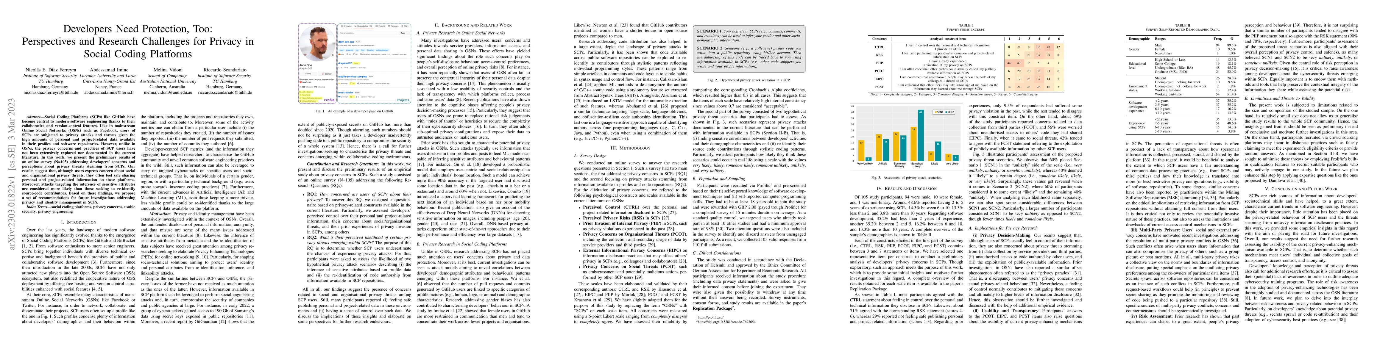 Thumbnail for Developers Need Protection, Too: Perspectives and Research Challenges
  for Privacy in Social Coding Platforms