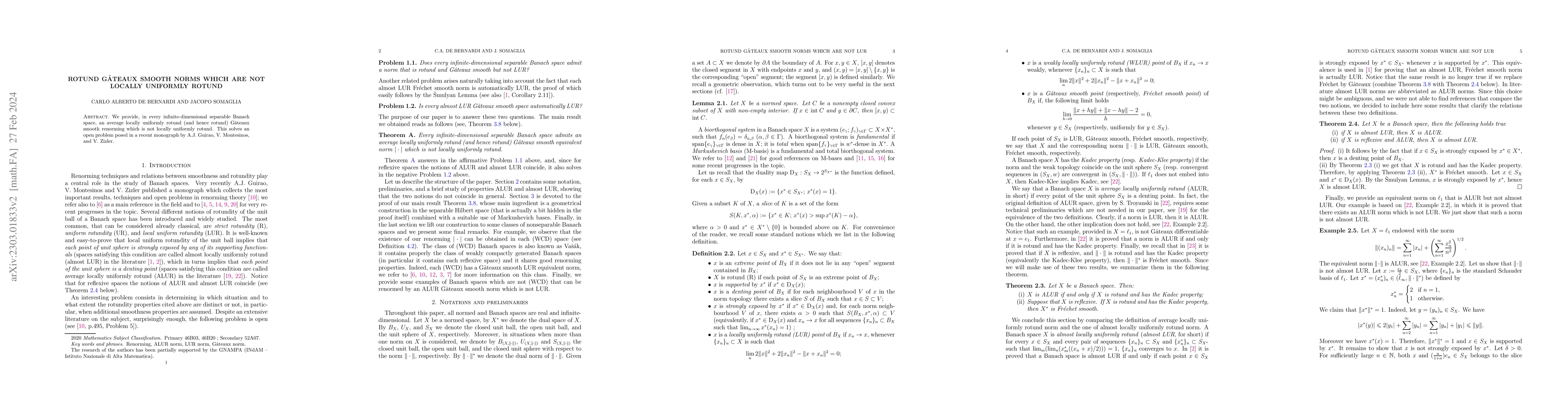 Thumbnail for Rotund Gateaux smooth norms which are not locally uniformly rotund