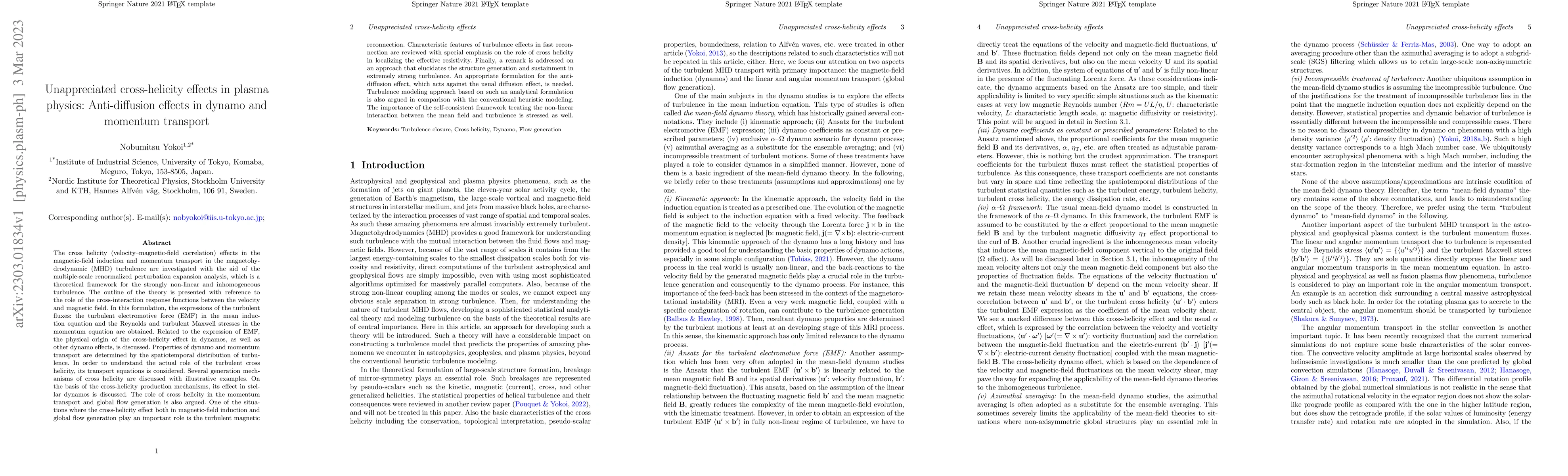 Thumbnail for Unappreciated cross-helicity effects in plasma physics: Anti-diffusion
  effects in dynamo and momentum transport