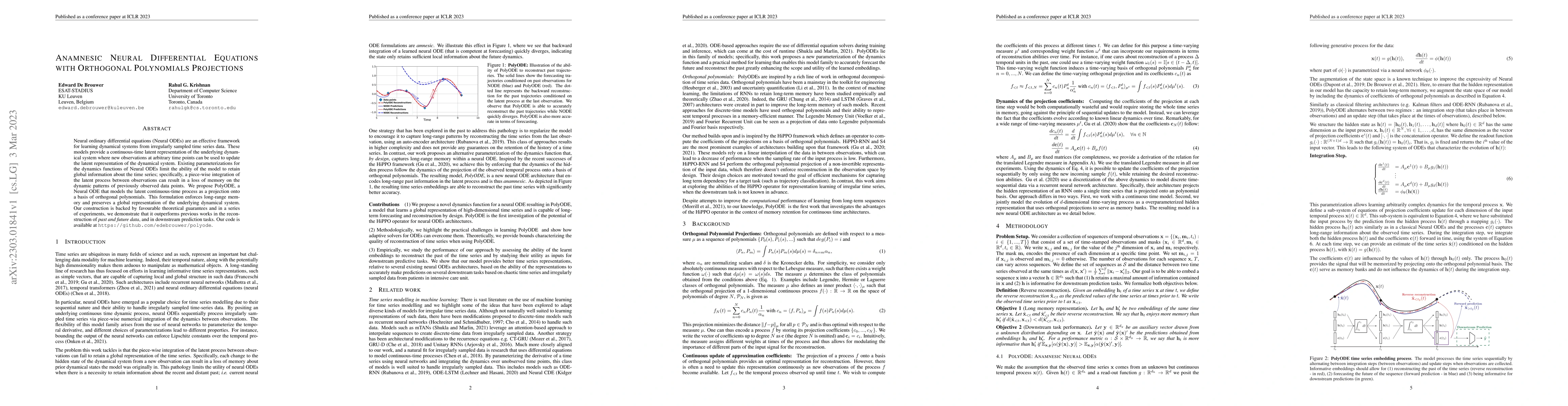Thumbnail for Anamnesic Neural Differential Equations with Orthogonal Polynomial
  Projections