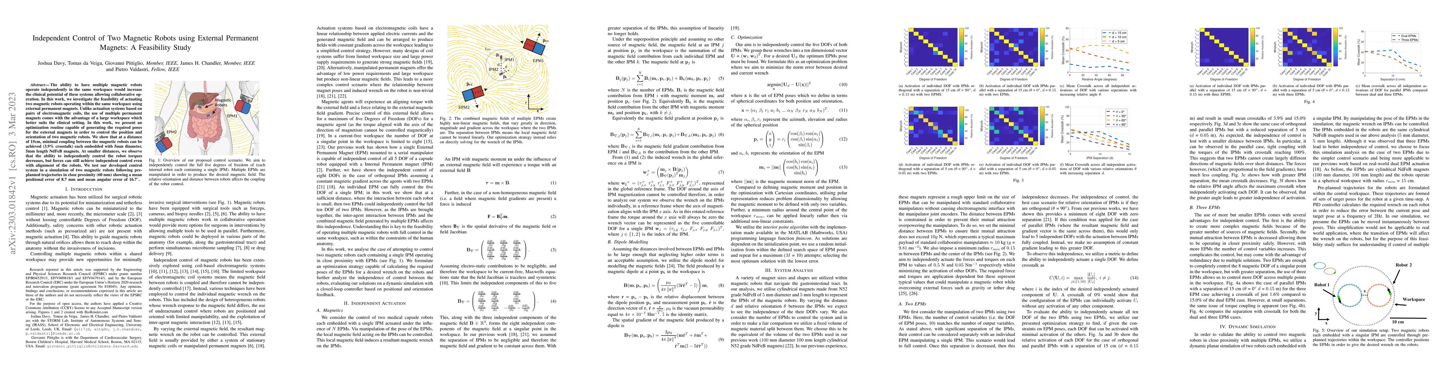 Thumbnail for Independent Control of Two Magnetic Robots using External Permanent
  Magnets: A Feasibility Study