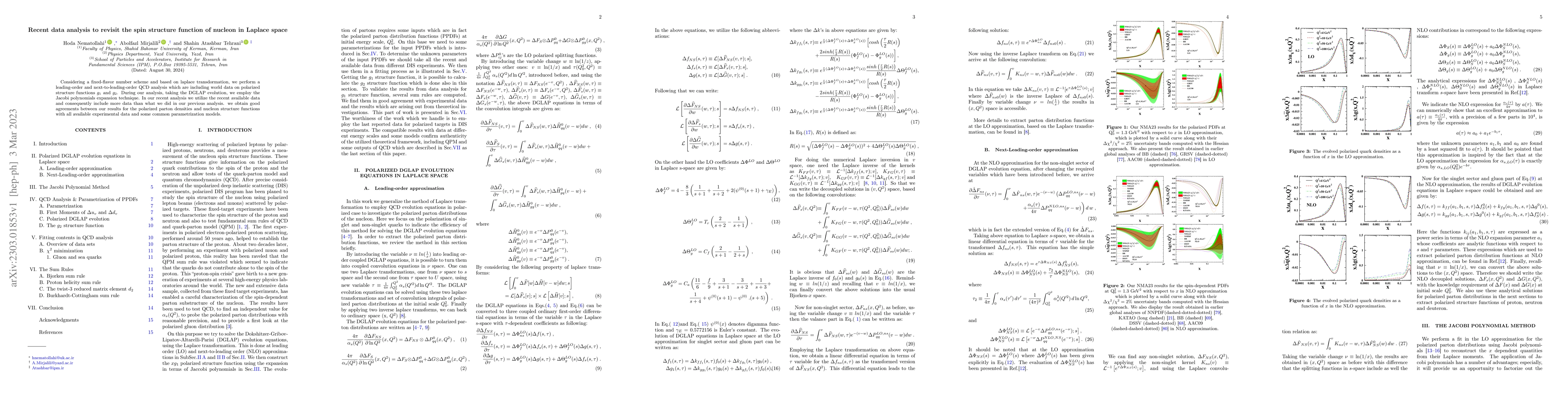 Thumbnail for Recent data analysis to revisit the spin structure function of nucleon
  in Laplace space