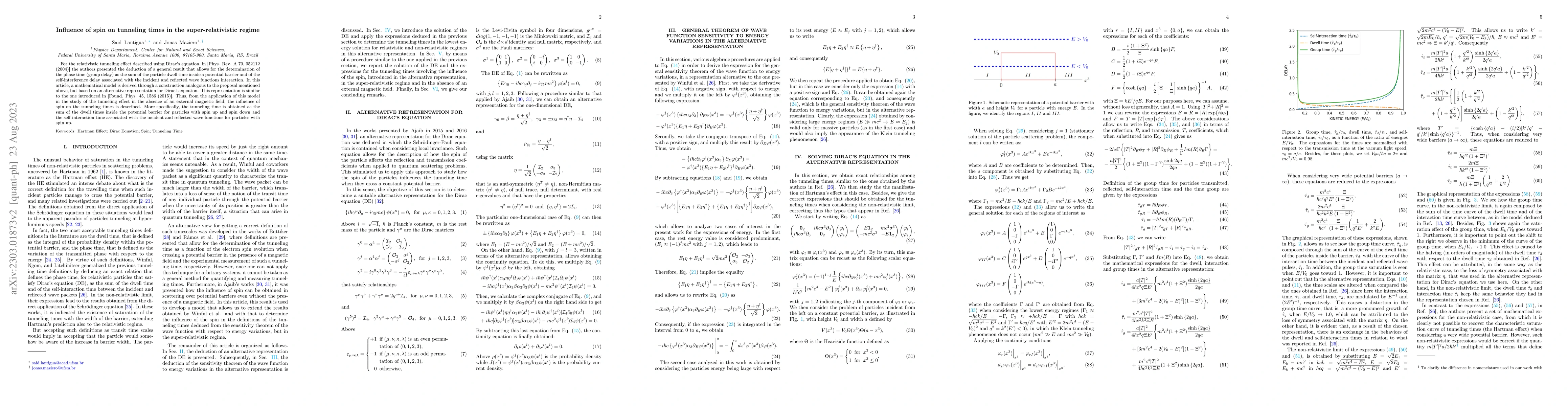 Thumbnail for Influence of spin on tunneling times in the super-relativistic regime