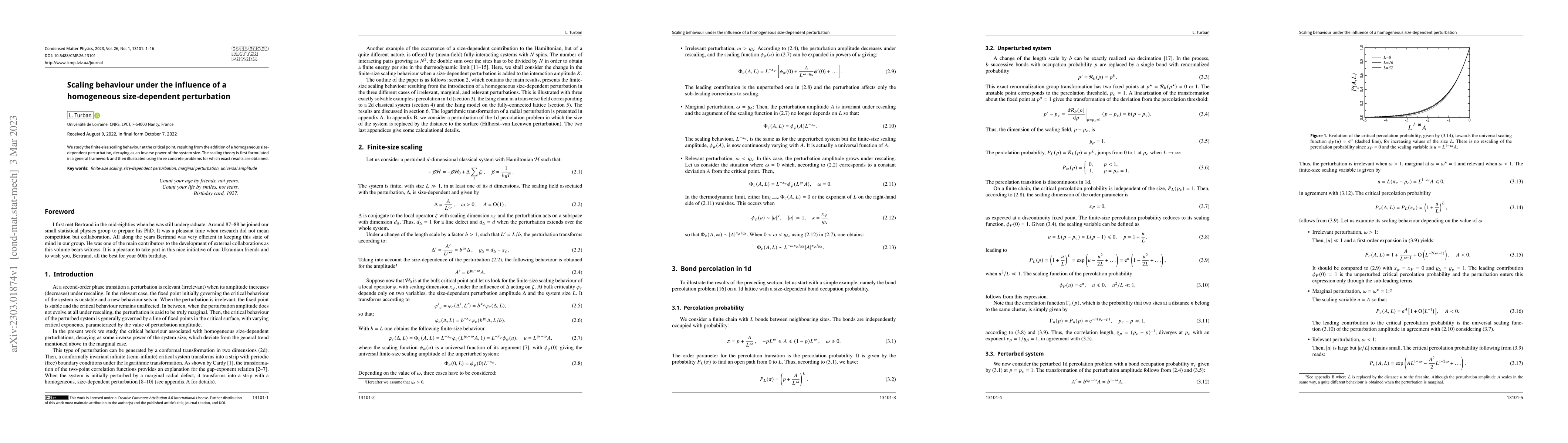 Thumbnail for Scaling behaviour under the influence of a homogeneous size-dependent
  perturbation
