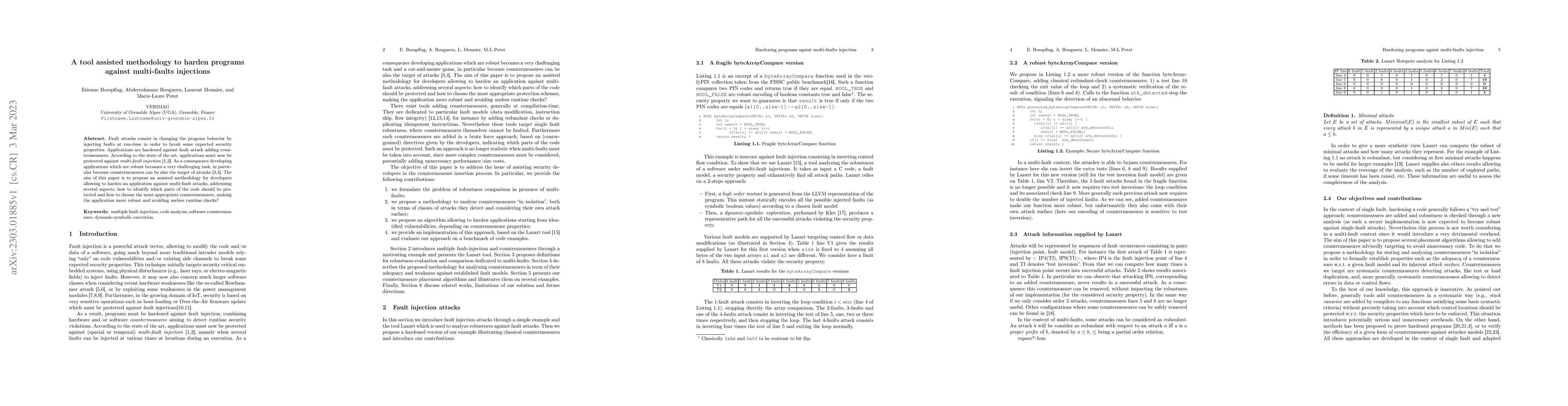 Thumbnail for A tool assisted methodology to harden programs against multi-faults
  injections
