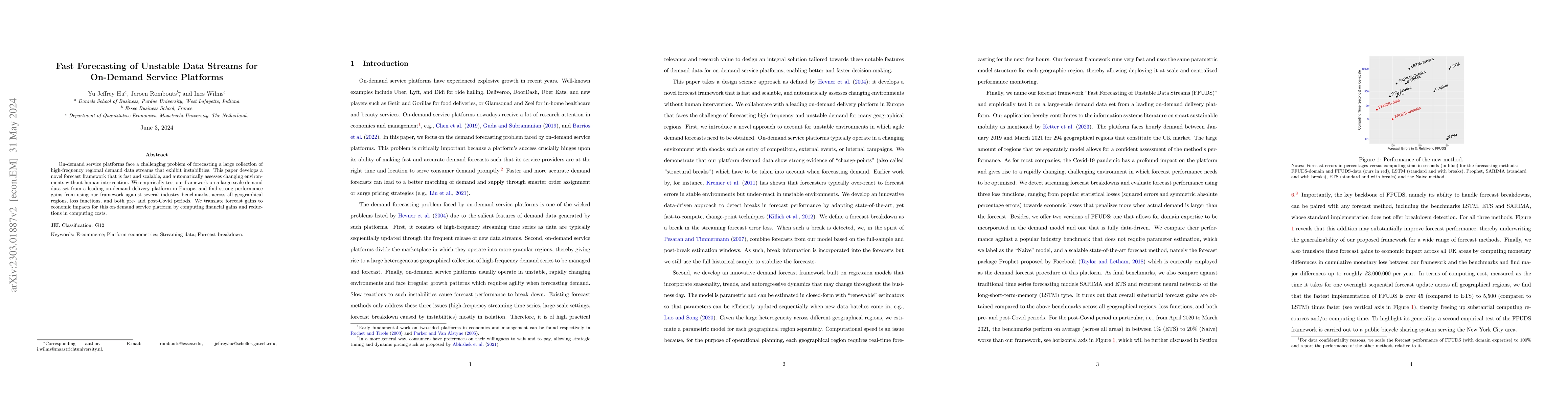Thumbnail for Fast Forecasting of Unstable Data Streams for On-Demand Service
  Platforms