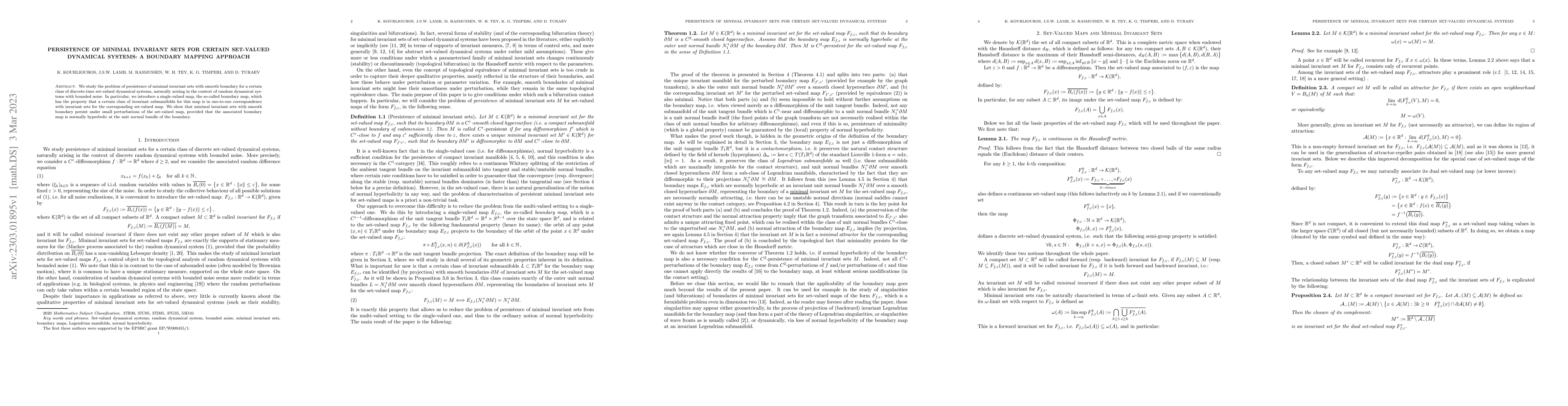 Thumbnail for Persistence of Minimal Invariant Sets for Certain Set-Valued Dynamical
  Systems: A Boundary Mapping Approach