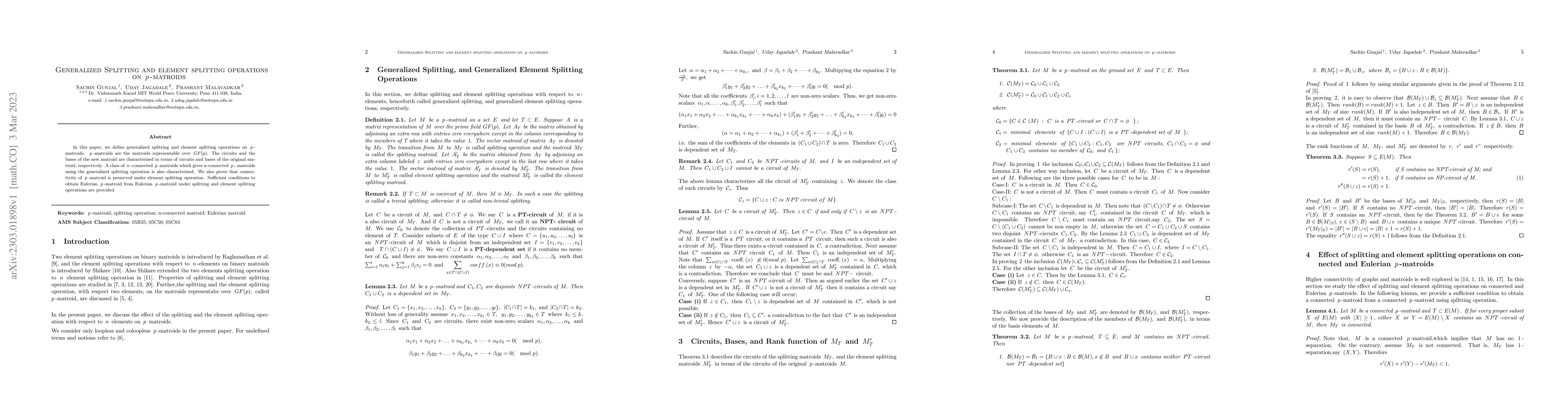 Thumbnail for Generalized Splitting and element splitting operations on $p$-matroids