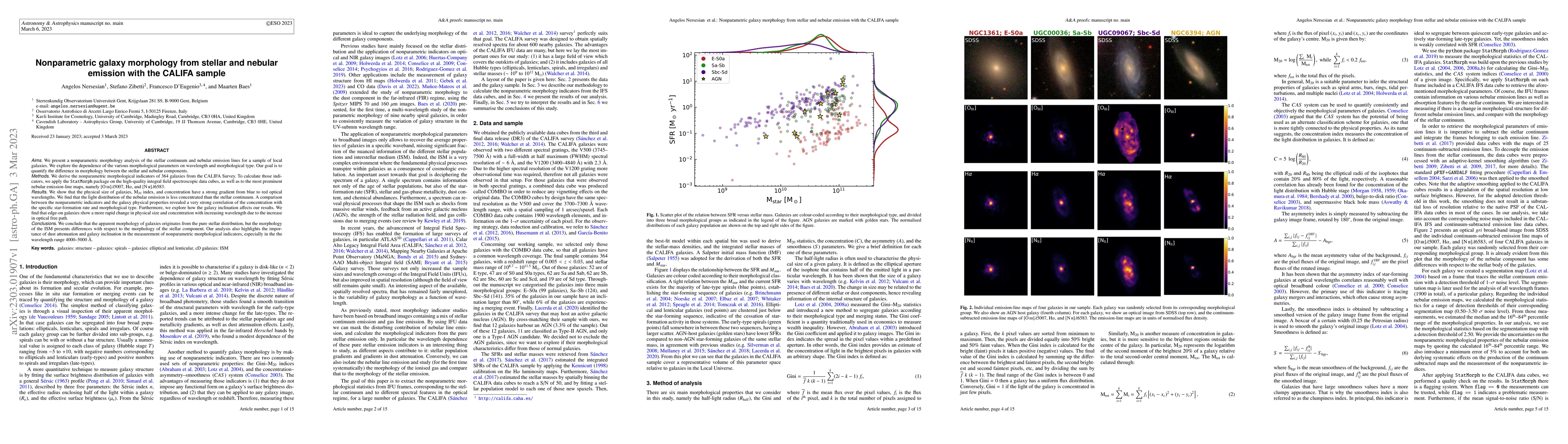 Thumbnail for Nonparametric galaxy morphology from stellar and nebular emission with
  the CALIFA sample