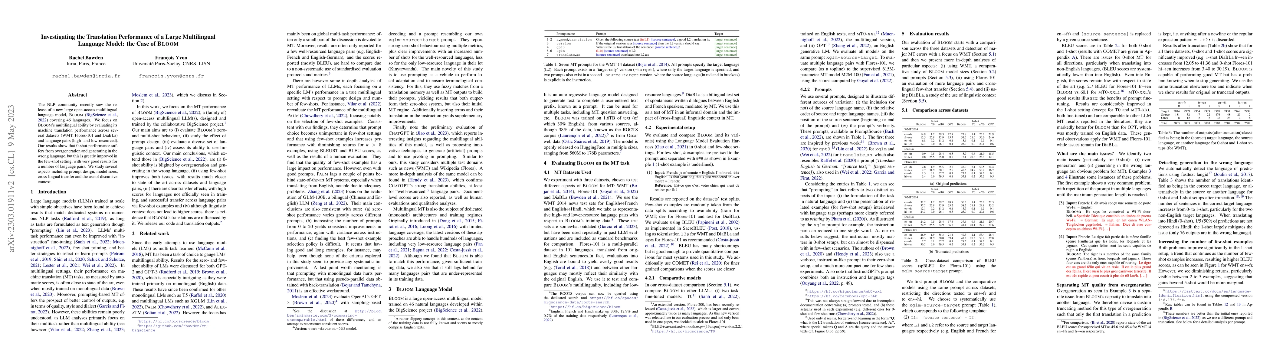 Thumbnail for Investigating the Translation Performance of a Large Multilingual
  Language Model: the Case of BLOOM