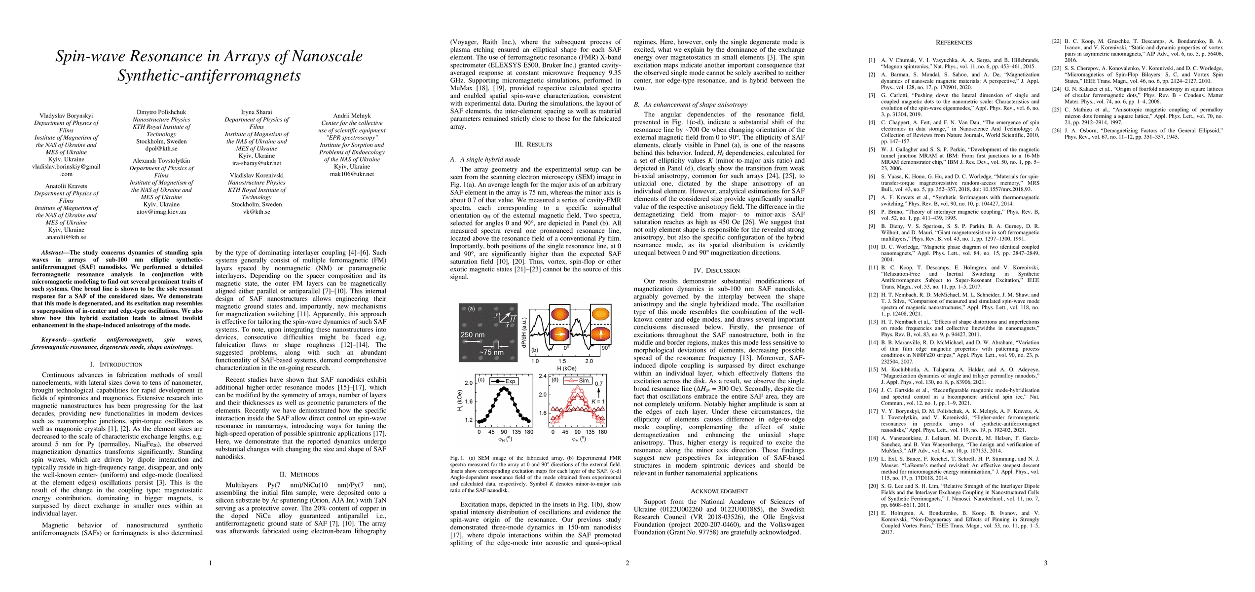Thumbnail for Spin-wave Resonance in Arrays of Nanoscale Synthetic-antiferromagnets