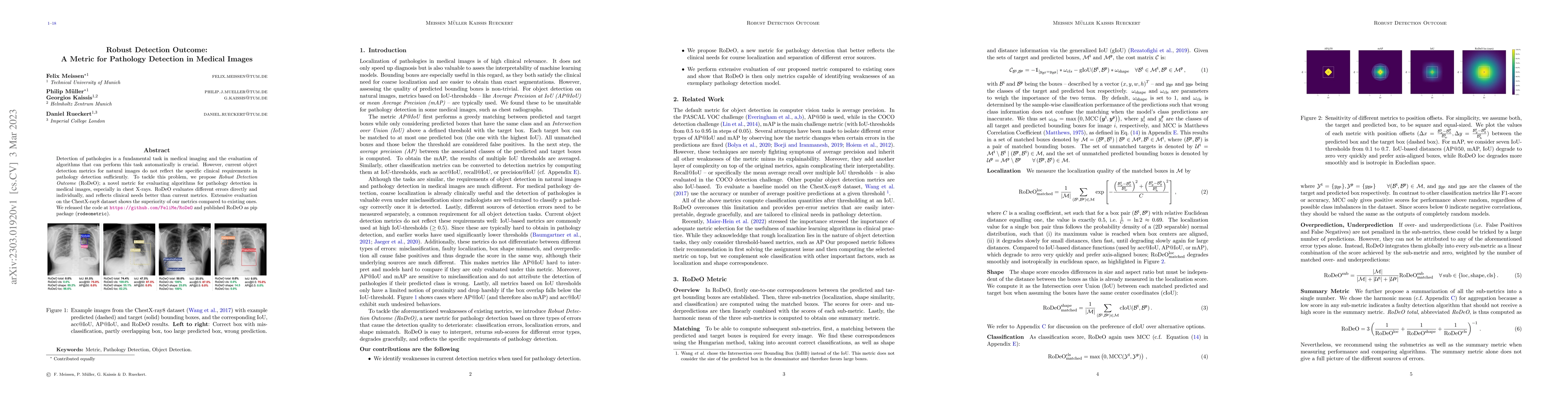 Thumbnail for Robust Detection Outcome: A Metric for Pathology Detection in Medical
  Images