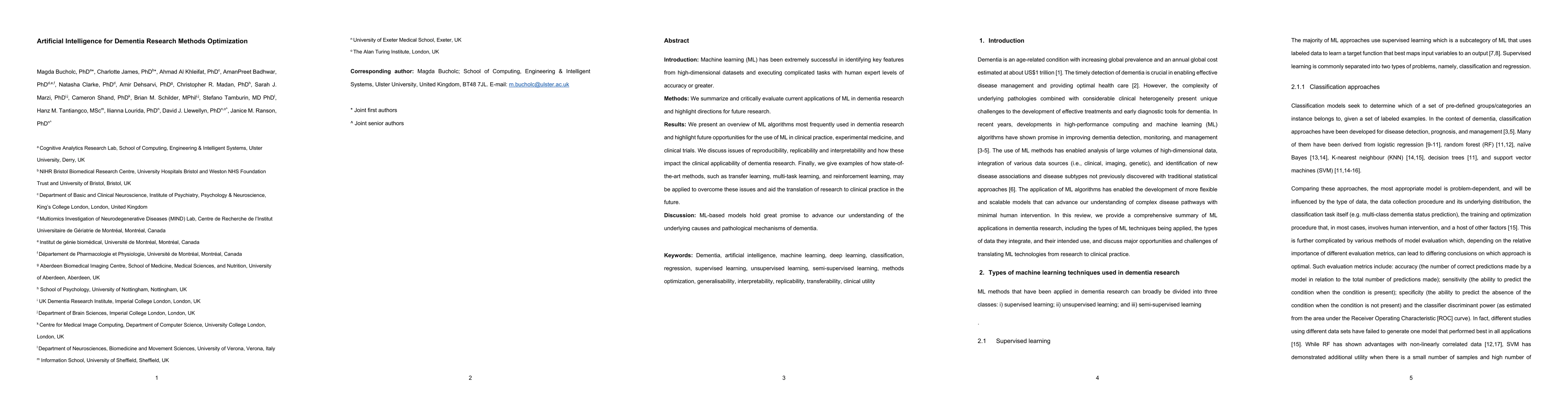 Thumbnail for Artificial Intelligence for Dementia Research Methods Optimization