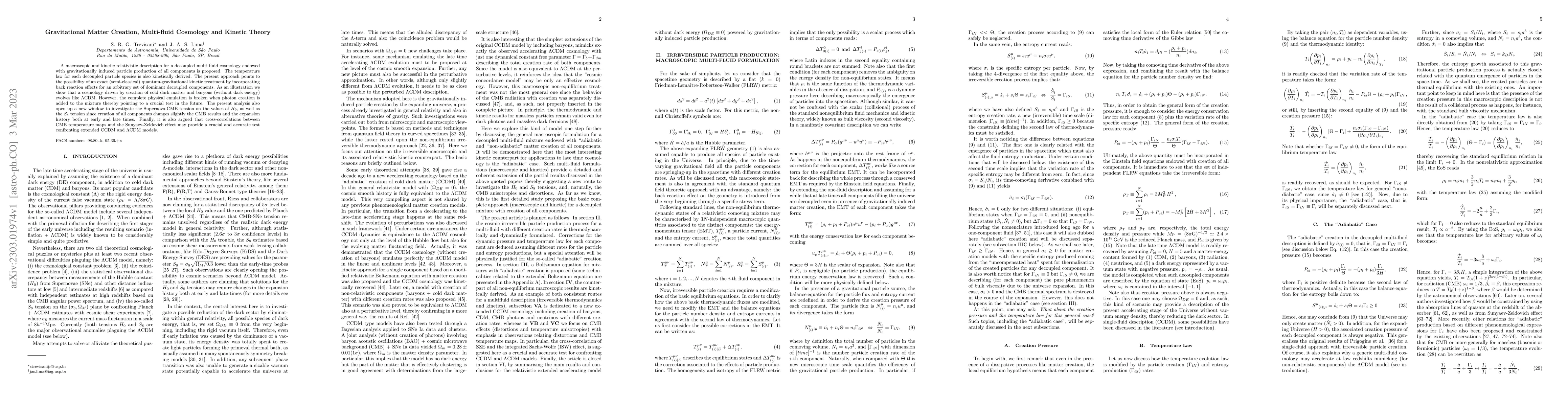 Thumbnail for Gravitational Matter Creation, Multi-fluid Cosmology and Kinetic Theory