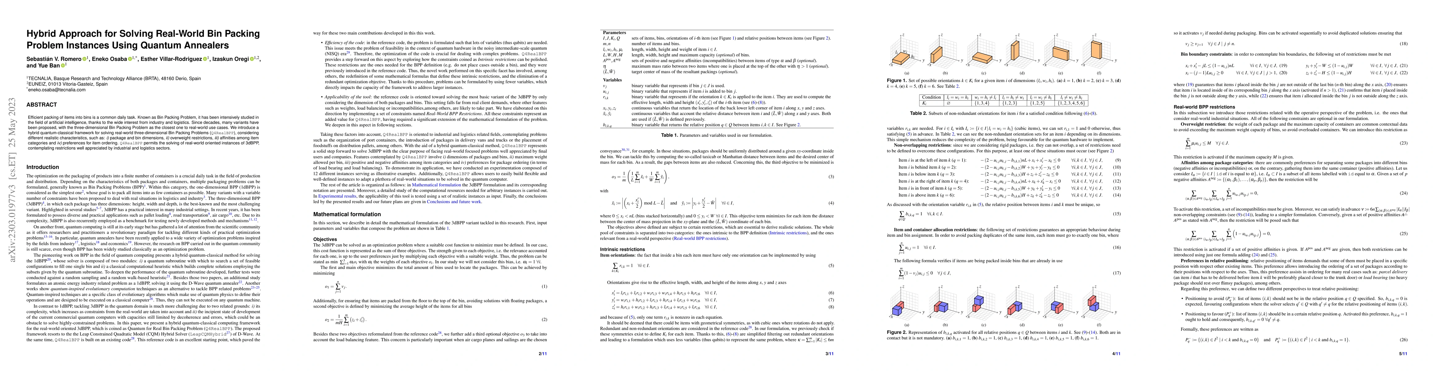 Thumbnail for Hybrid Approach for Solving Real-World Bin Packing Problem Instances
  Using Quantum Annealers