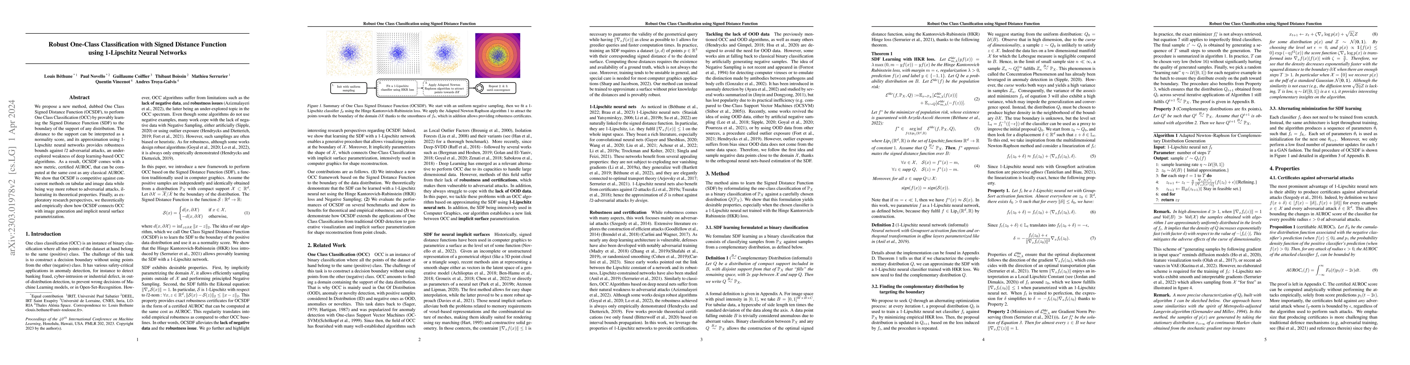 Thumbnail for Robust One-Class Classification with Signed Distance Function using
  1-Lipschitz Neural Networks