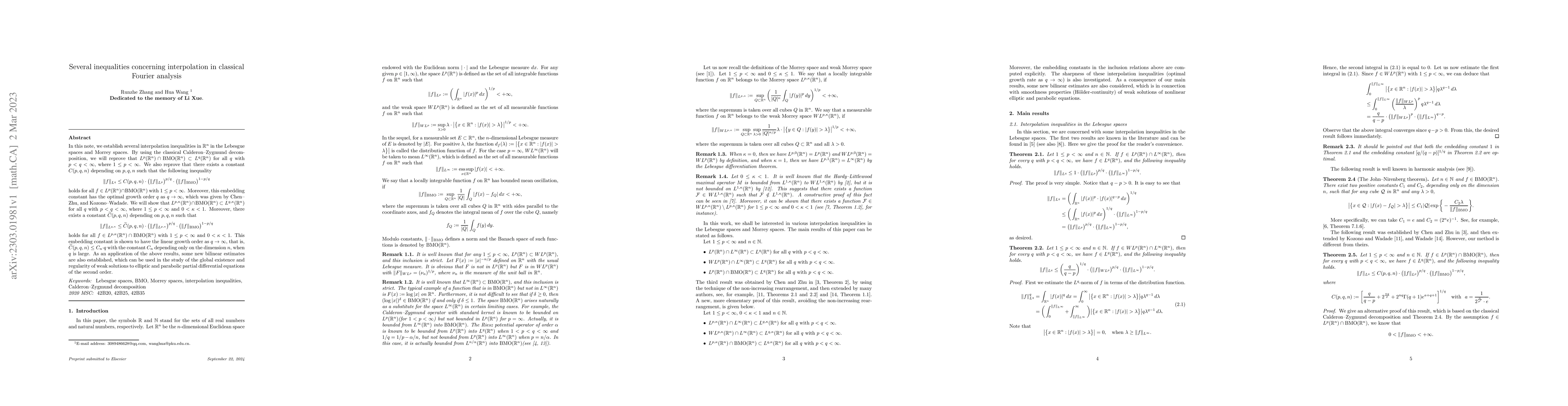 Thumbnail for Several inequalities concerning interpolation in classical Fourier
  analysis