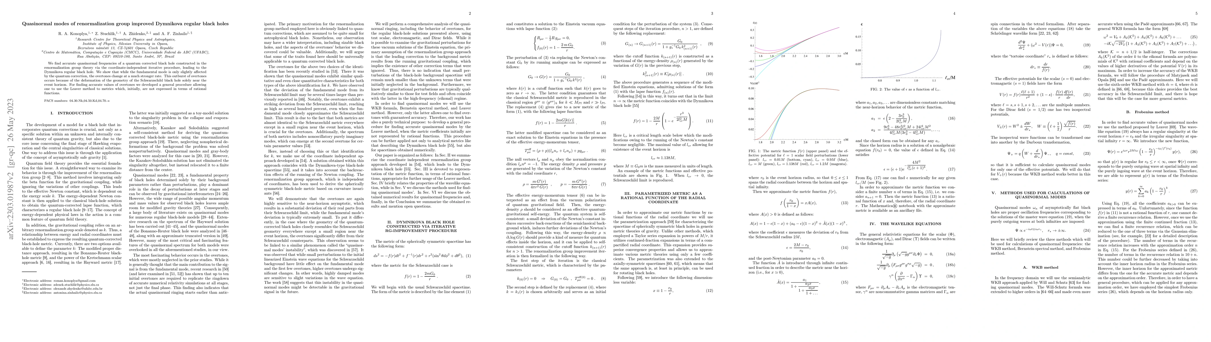 Thumbnail for Quasinormal modes of renormalization group improved Dymnikova regular
  black holes