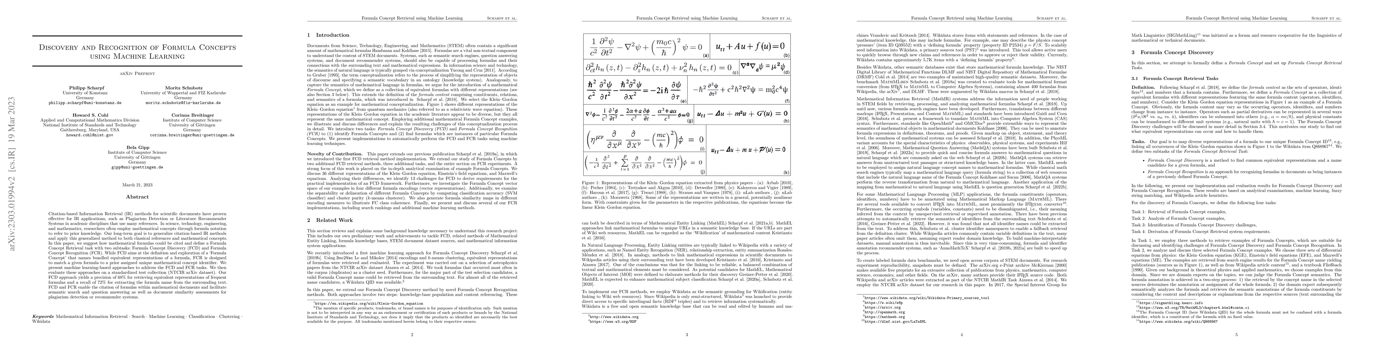 Thumbnail for Discovery and Recognition of Formula Concepts using Machine Learning