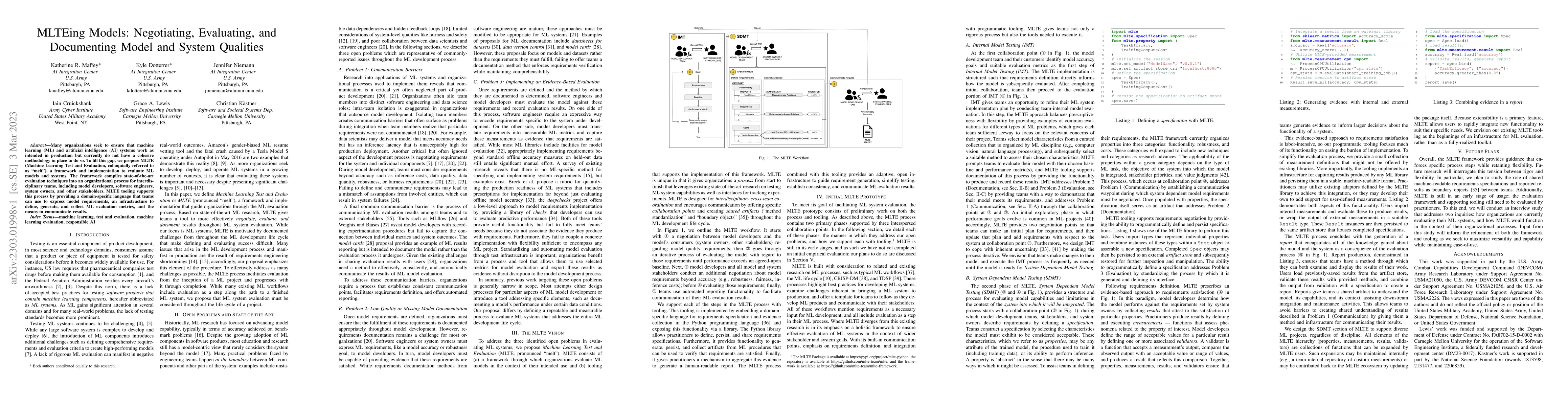 Thumbnail for MLTEing Models: Negotiating, Evaluating, and Documenting Model and
  System Qualities