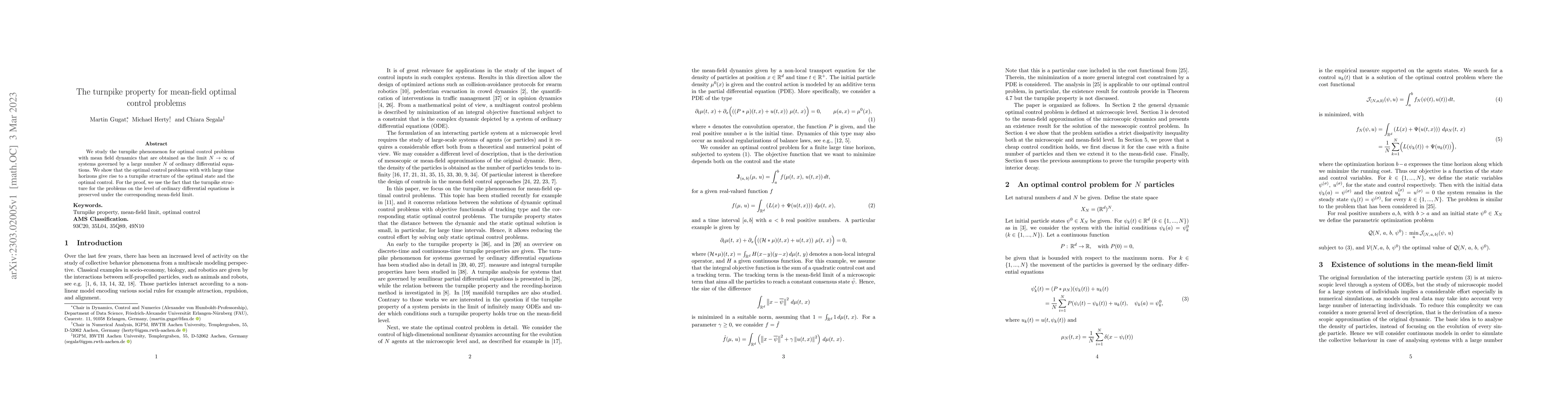 Thumbnail for The turnpike property for mean-field optimal control problems
