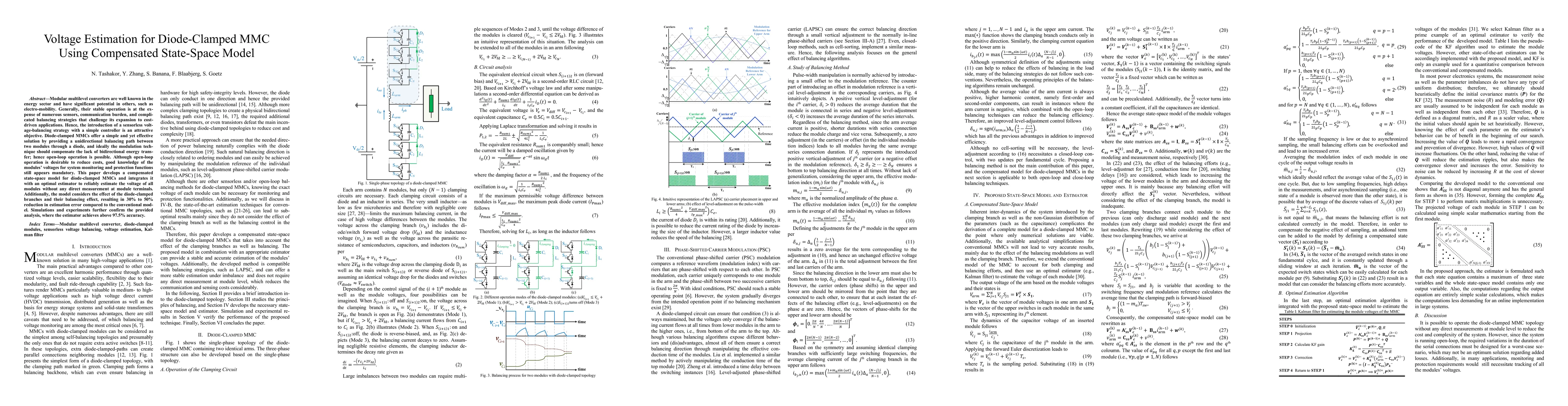 Thumbnail for Voltage Estimation for Diode-Clamped MMC Using Compensated State-Space
  Model