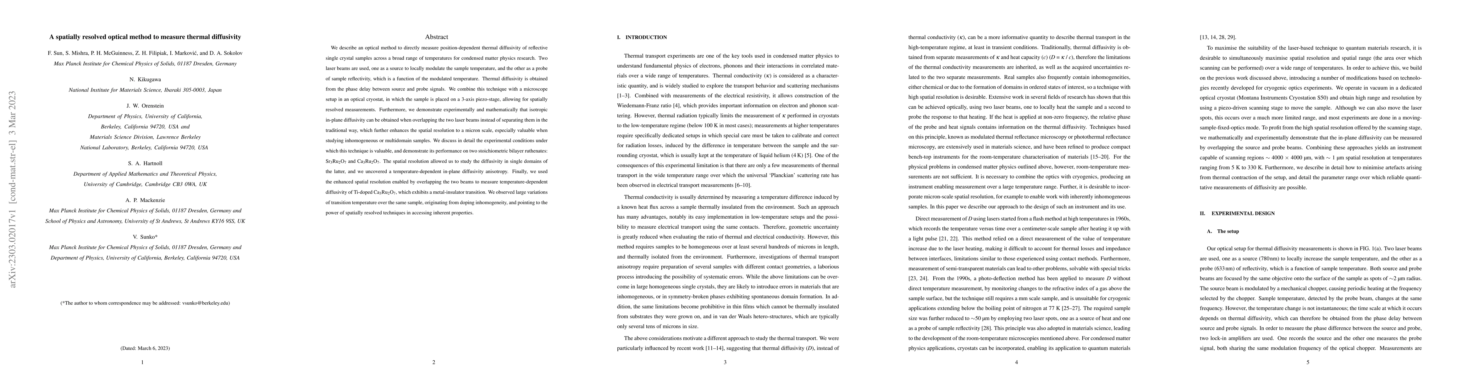 Thumbnail for A spatially resolved optical method to measure thermal diffusivity