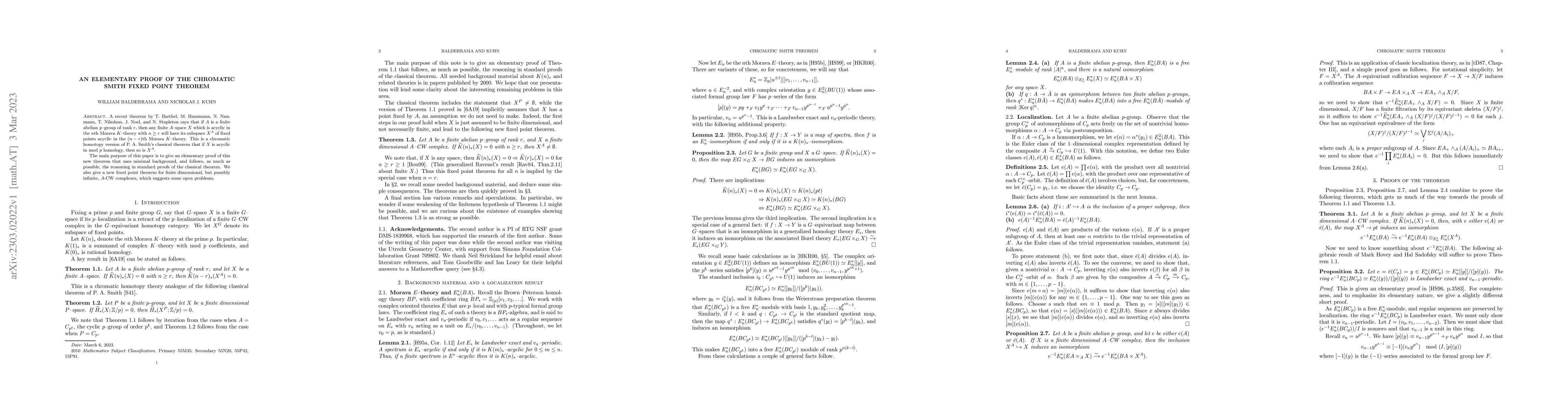Thumbnail for An elementary proof of the chromatic Smith fixed point theorem