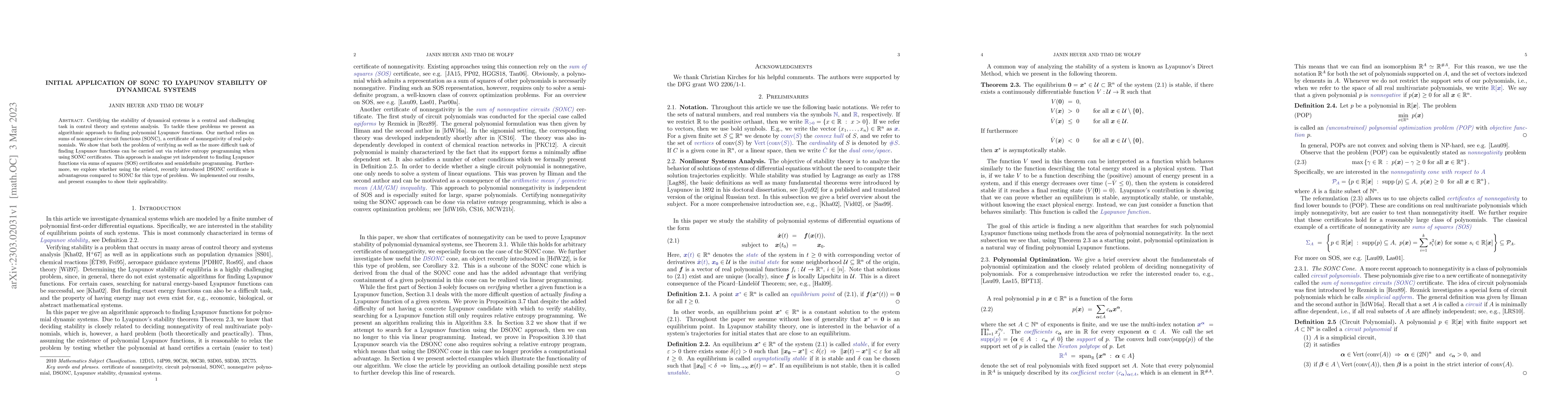 Thumbnail for Initial Application of SONC to Lyapunov Stability of Dynamical Systems