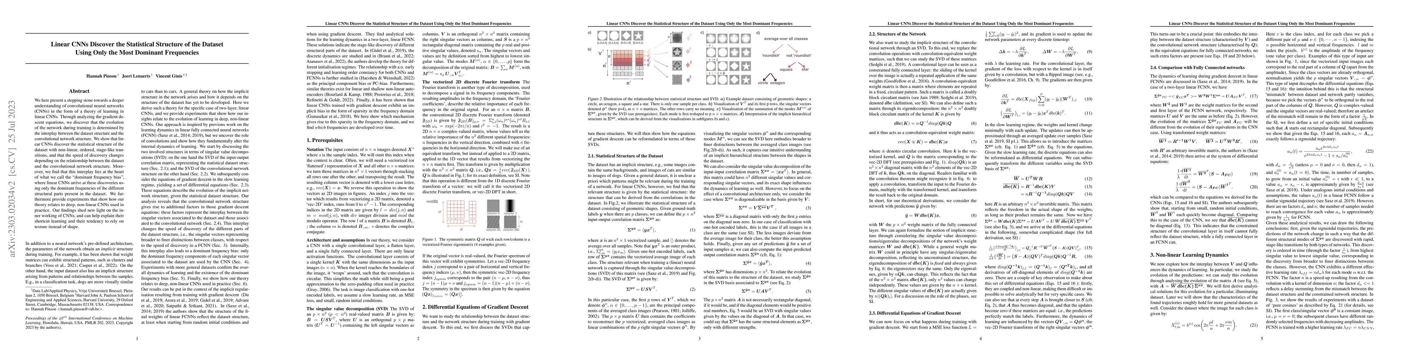 Thumbnail for Linear CNNs Discover the Statistical Structure of the Dataset Using Only
  the Most Dominant Frequencies