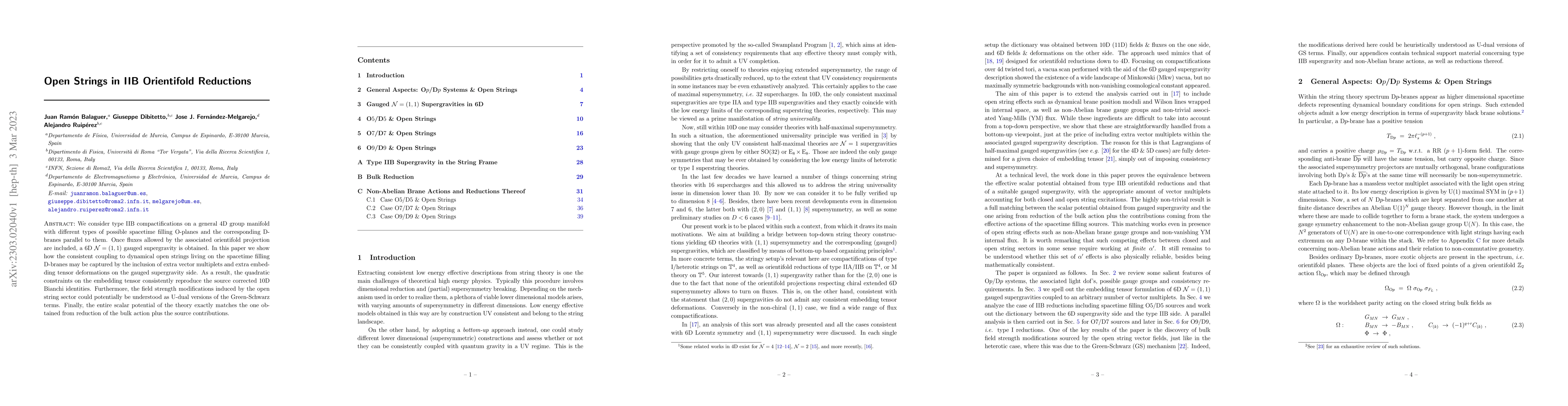 Thumbnail for Open Strings in IIB Orientifold Reductions