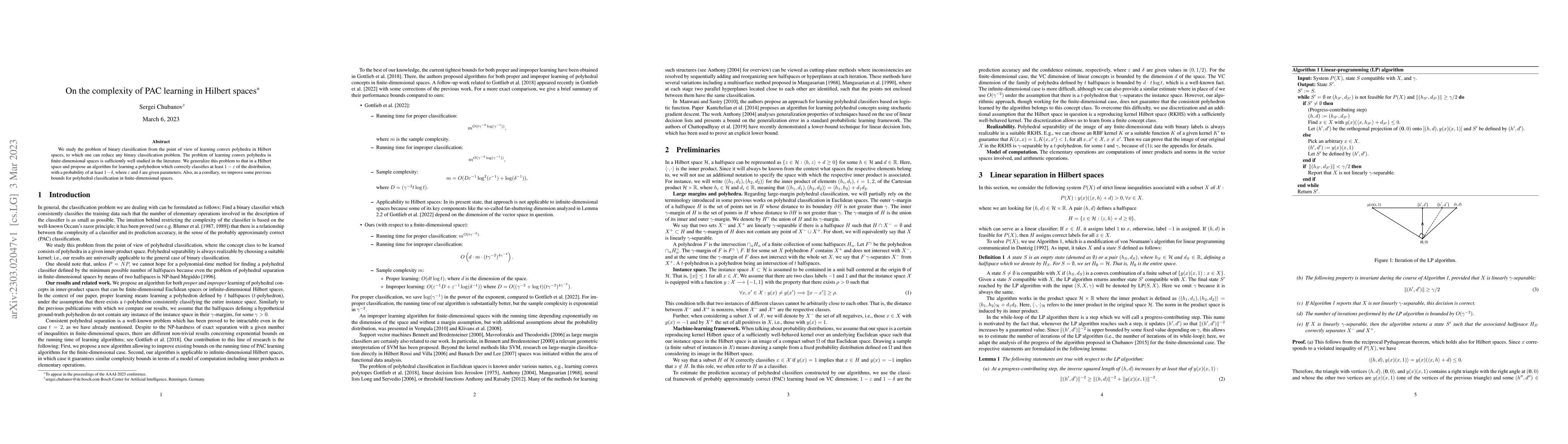Thumbnail for On the complexity of PAC learning in Hilbert spaces