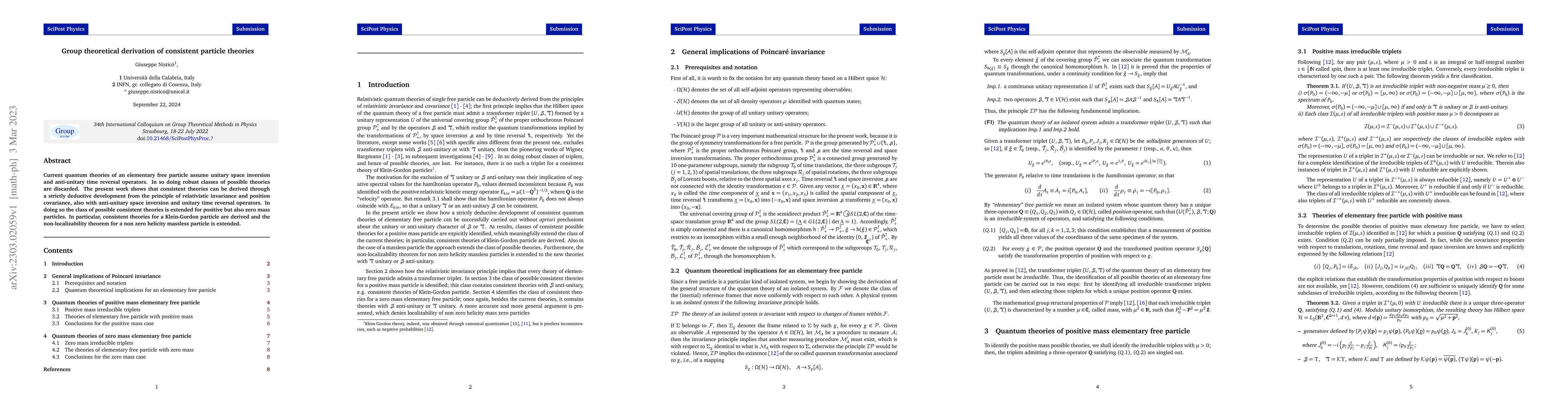 Thumbnail for Group theoretical derivation of consistent particle theories