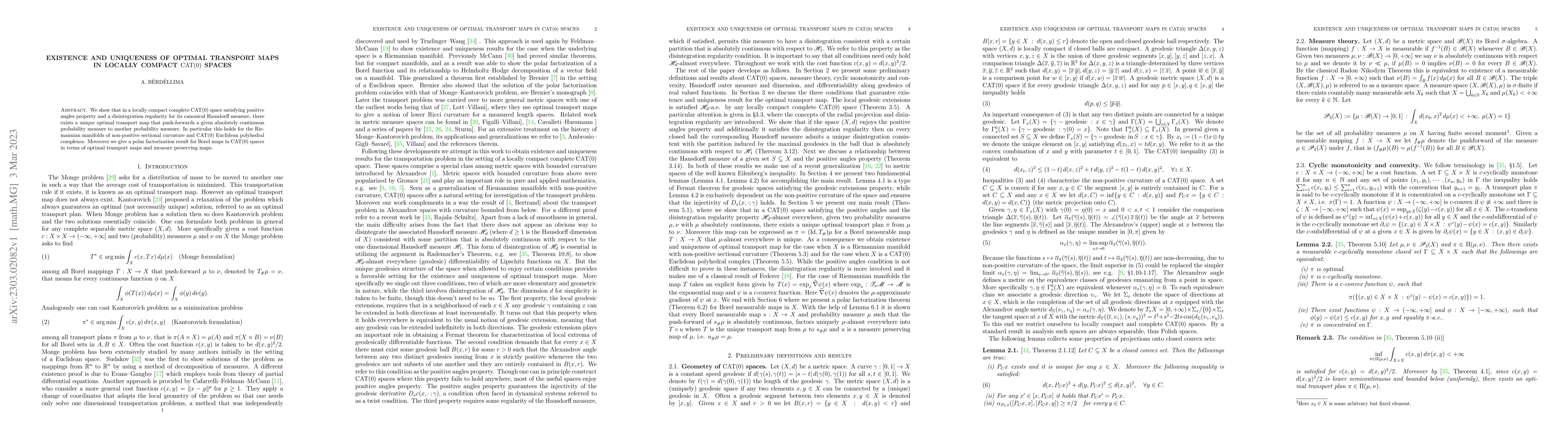 Thumbnail for Existence and uniqueness of optimal transport maps in locally compact
  $CAT(0)$ spaces