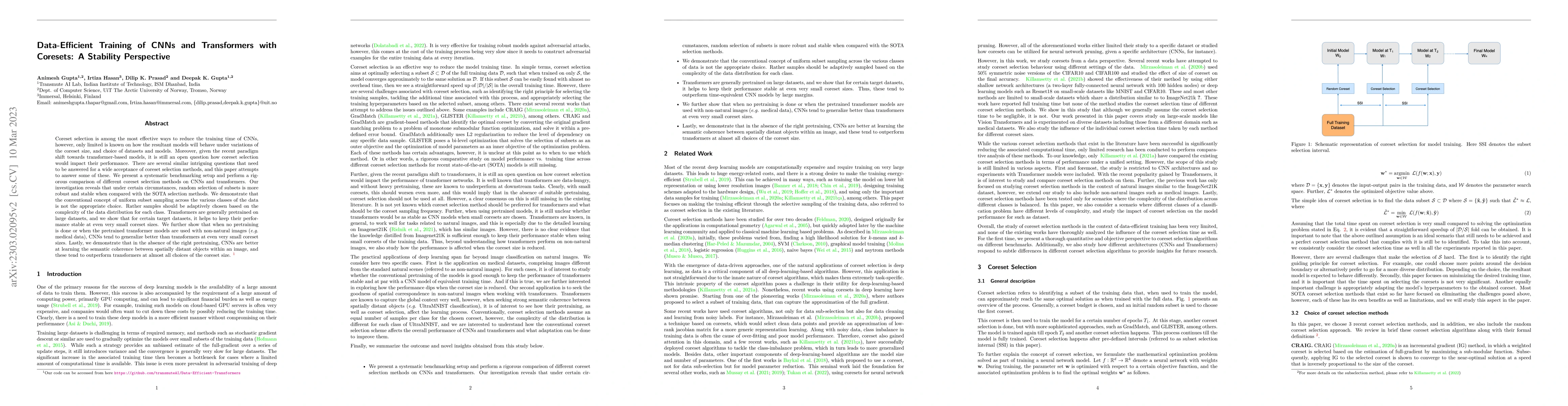 Thumbnail for Data-Efficient Training of CNNs and Transformers with Coresets: A
  Stability Perspective