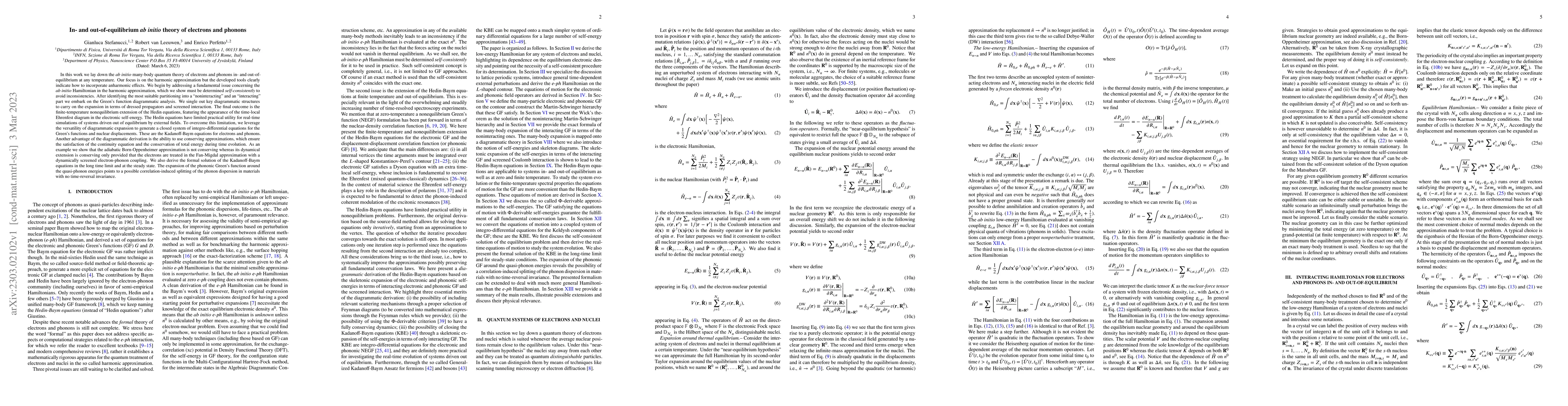 Thumbnail for In- and out-of-equilibrium {\em ab initio} theory of electrons and
  phonons