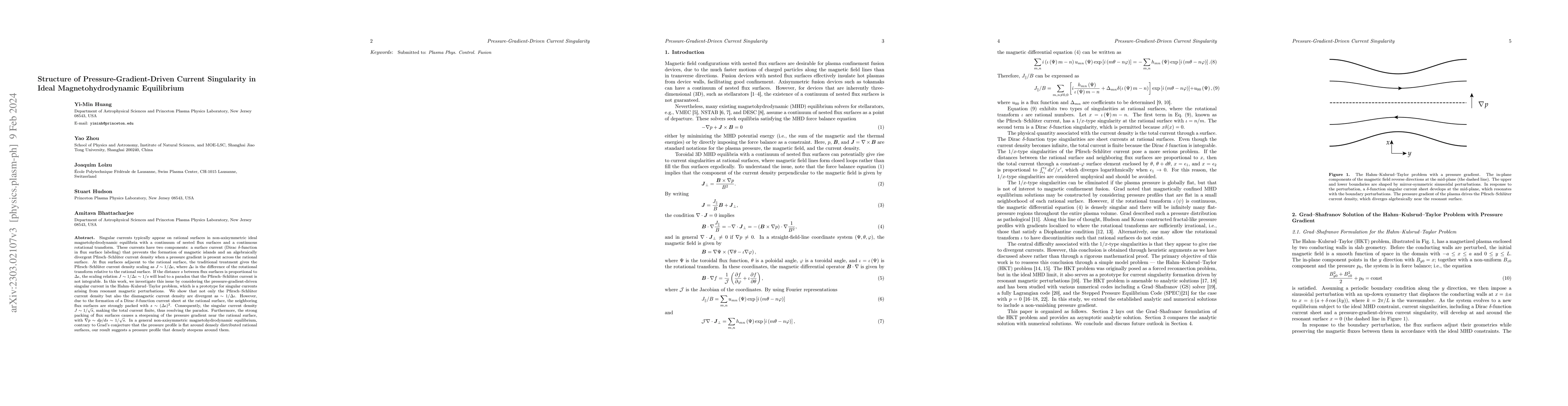 Thumbnail for Structure of pressure-gradient-driven current singularity in ideal
  magnetohydrodynamic equilibrium