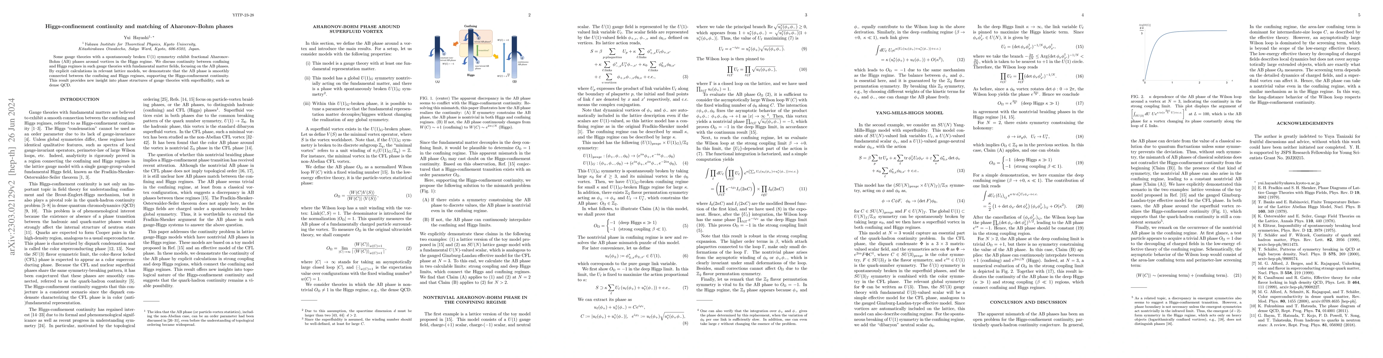 Thumbnail for Higgs-confinement continuity and matching of Aharonov-Bohm phases