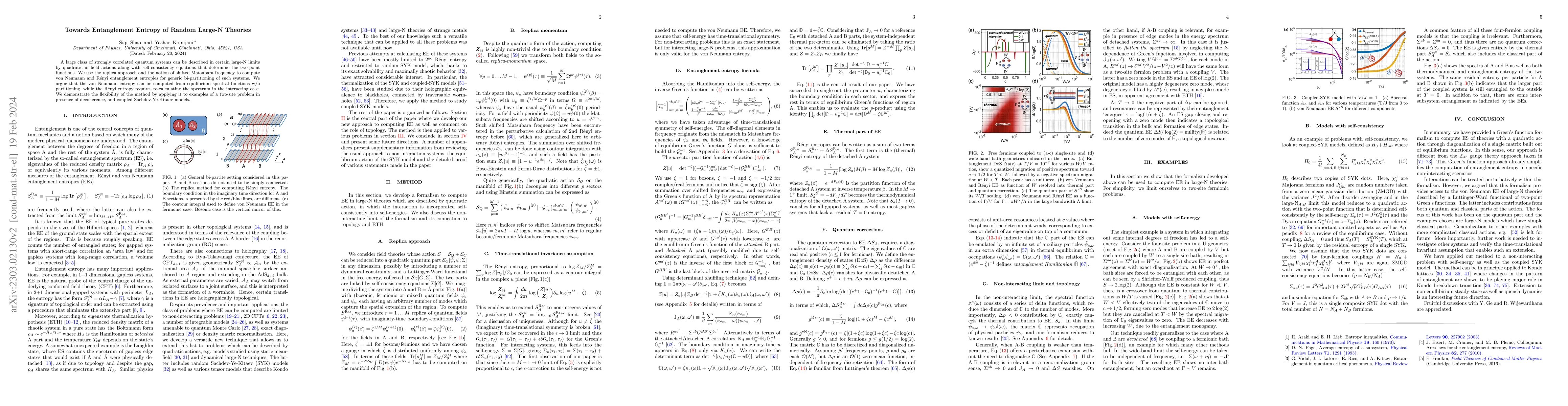 Thumbnail for Towards Entanglement Entropy of Random Large-N Theories