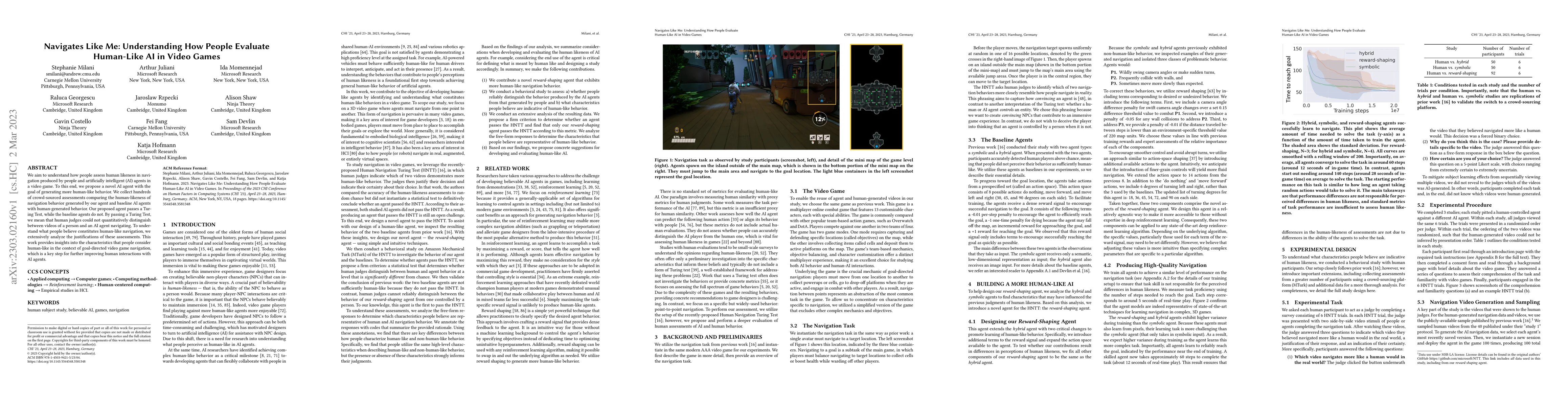 Thumbnail for Navigates Like Me: Understanding How People Evaluate Human-Like AI in
  Video Games