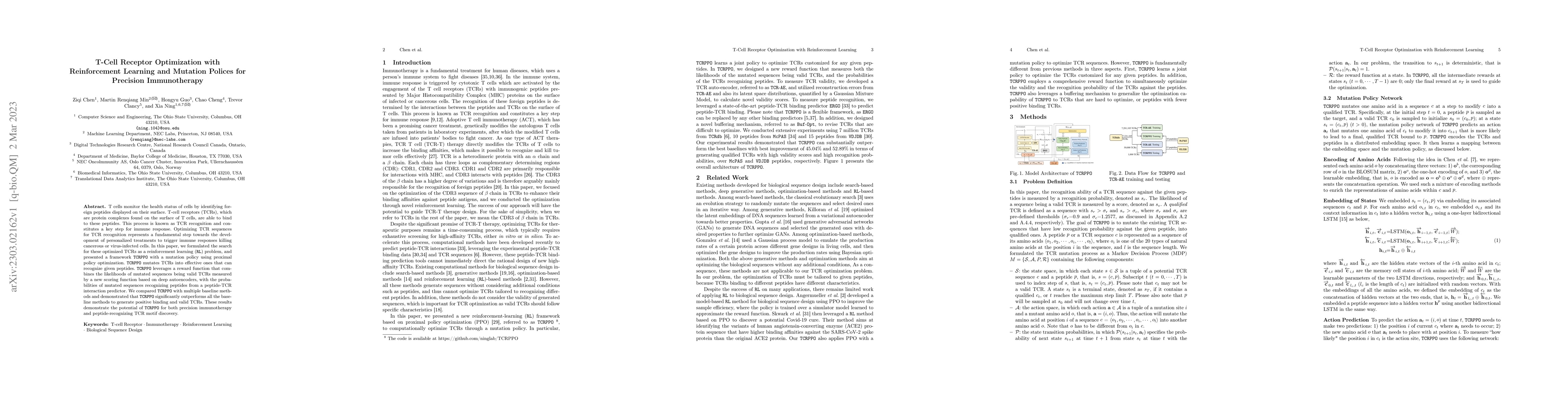Thumbnail for T-Cell Receptor Optimization with Reinforcement Learning and Mutation
  Policies for Precesion Immunotherapy